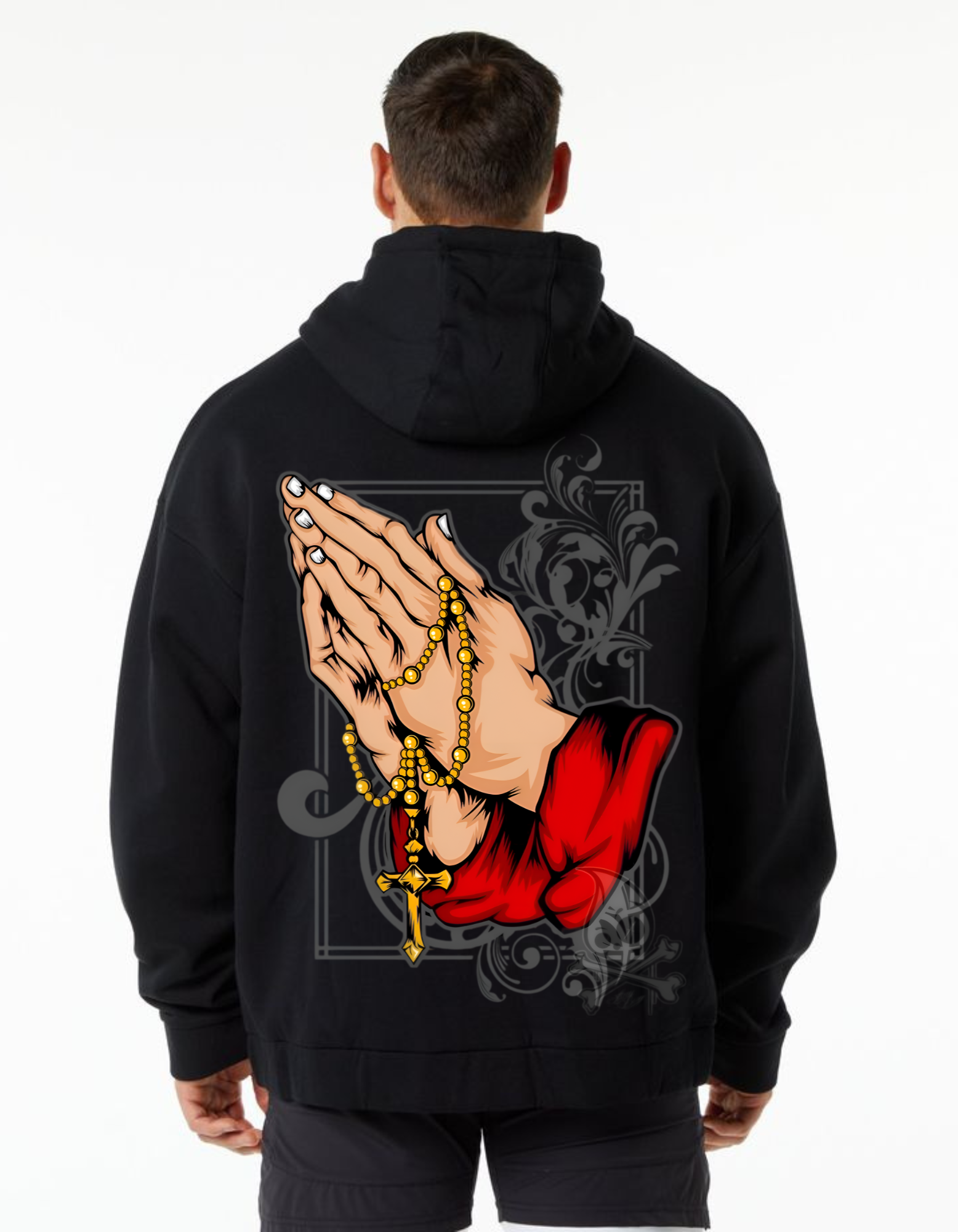 Praying Hands with Rosary Beads Hoodie